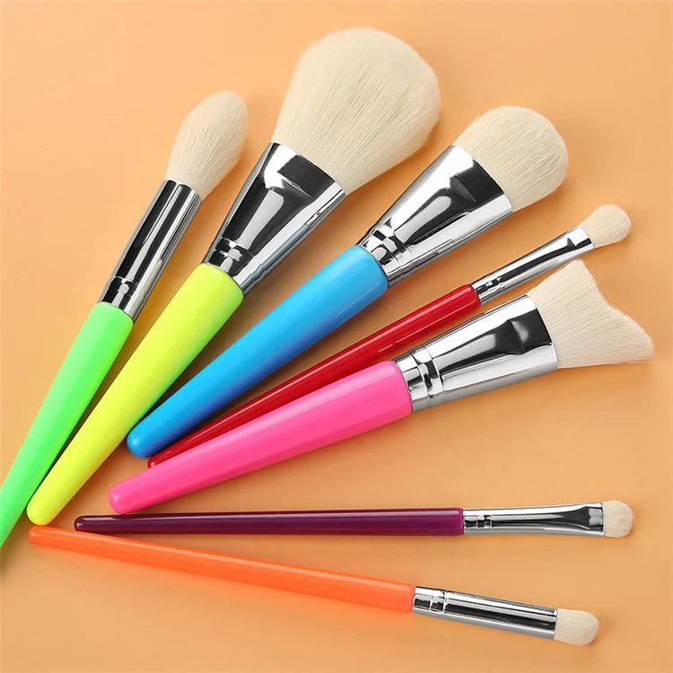 

New Cosmetic Iridescent Makeup Brushes Styles 2020 Private Label OEM 7pcs Rainbow Make Up Brush Set Logo Custom Makeup Tools Set