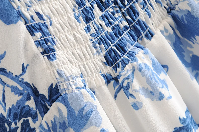 Wholesale Wrap shoulder strap blue ceramic floral print slim fit