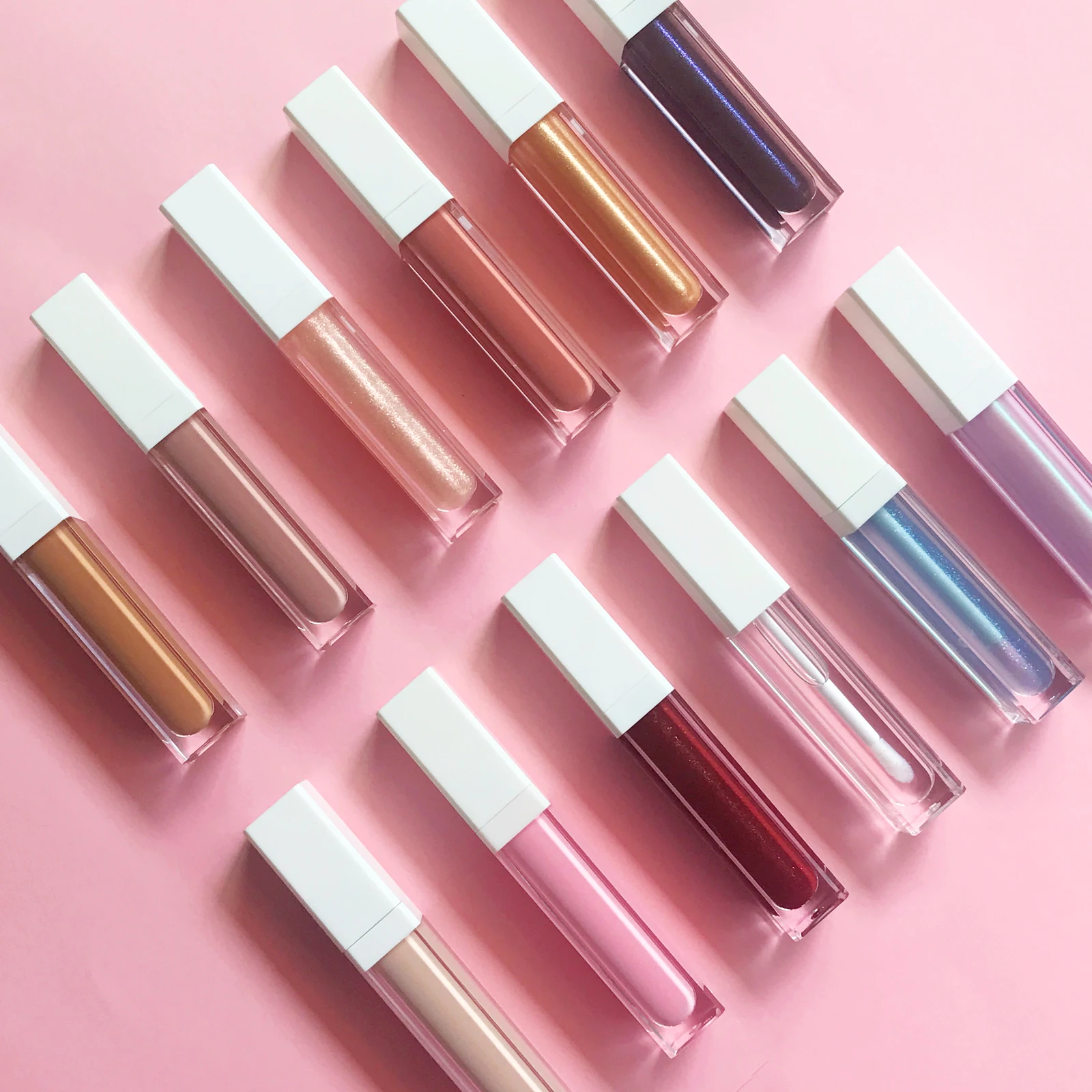 
Wholesale private label vegan high quality clear matte and shimmer and glitter lip gloss lipgloss set 
