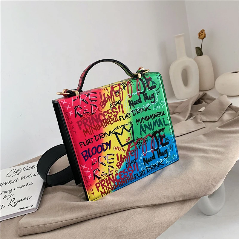 

Professional production ladies women fashion hand bags graffiti handbag, Customizable