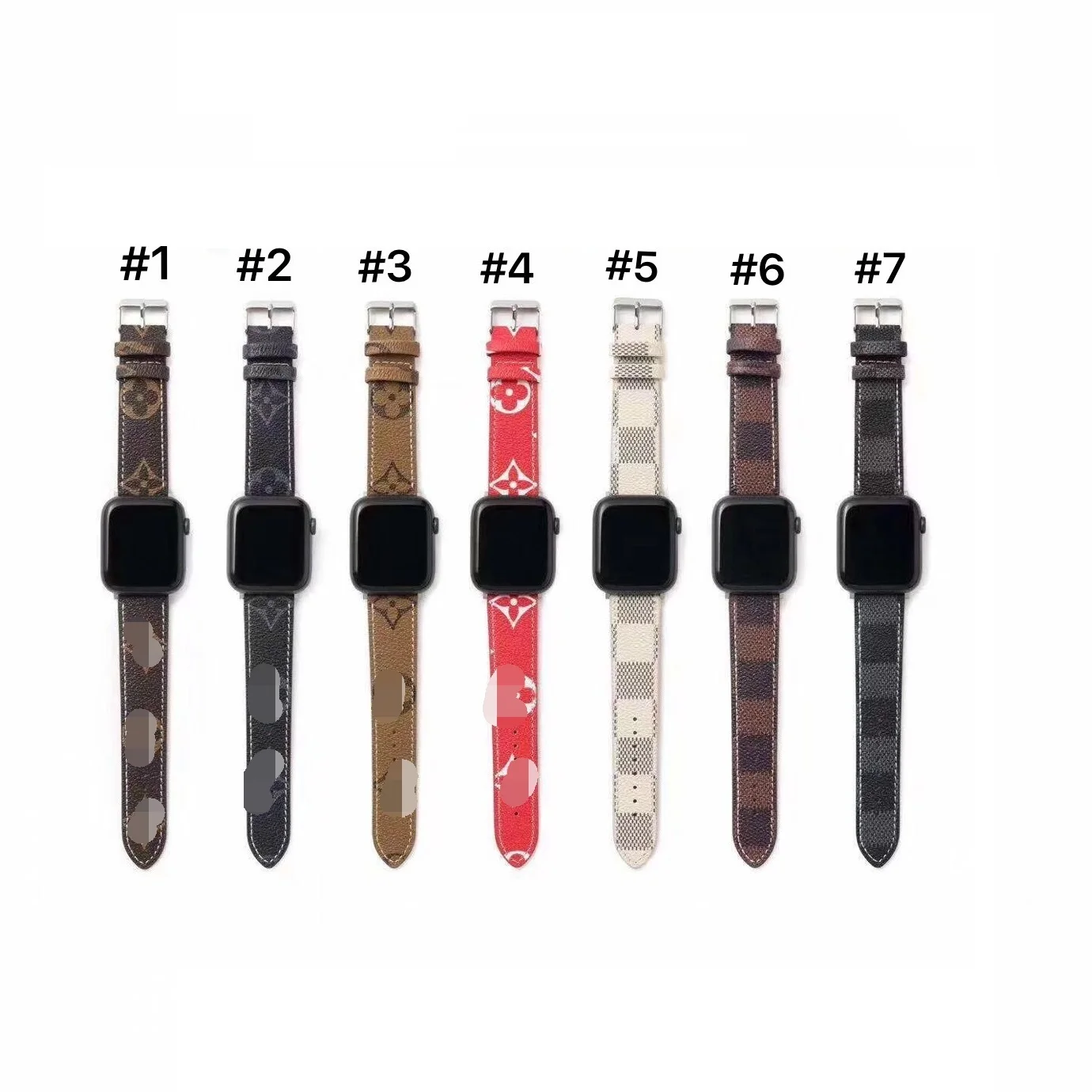

Luxury Design Leather Watch Band For Apple Watch 7 6 5 4 3, Custom Printing Replacement Band Strap For iWatch Series 44MM 42MM