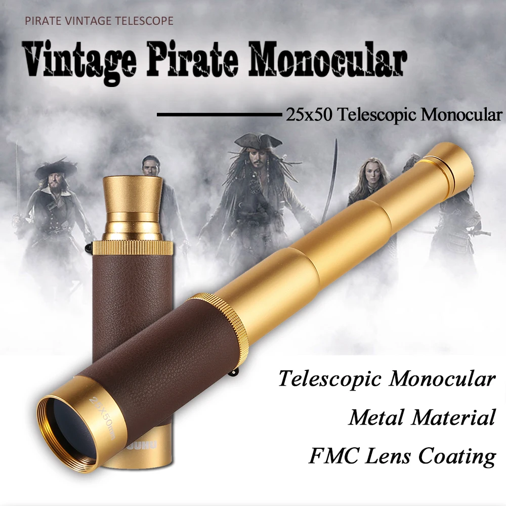 Retro Pirate Telescope Telescopic Spyglass For Outdoor Camping Zoomable