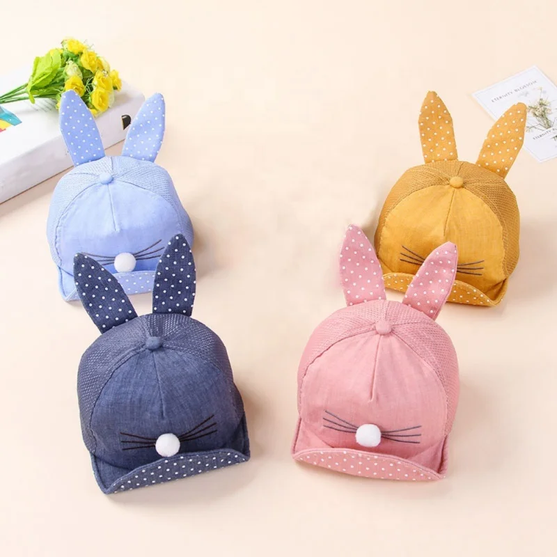 

2021 Baby newborn baby cartoon hat Cute rabbit ear kids cap Infant baby boy baseball cap for boy and girl