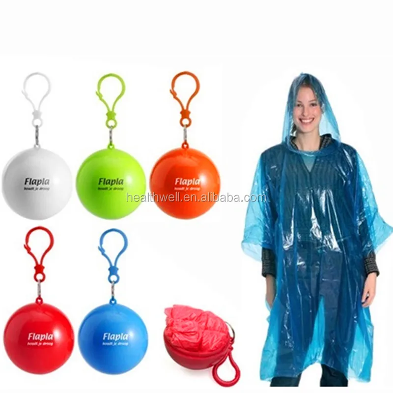 

Colorful Cheapest Portable Raincoat Poncho Disposable Pocket Waterproof Raincoat Plastic Wear Rain Coat Ball