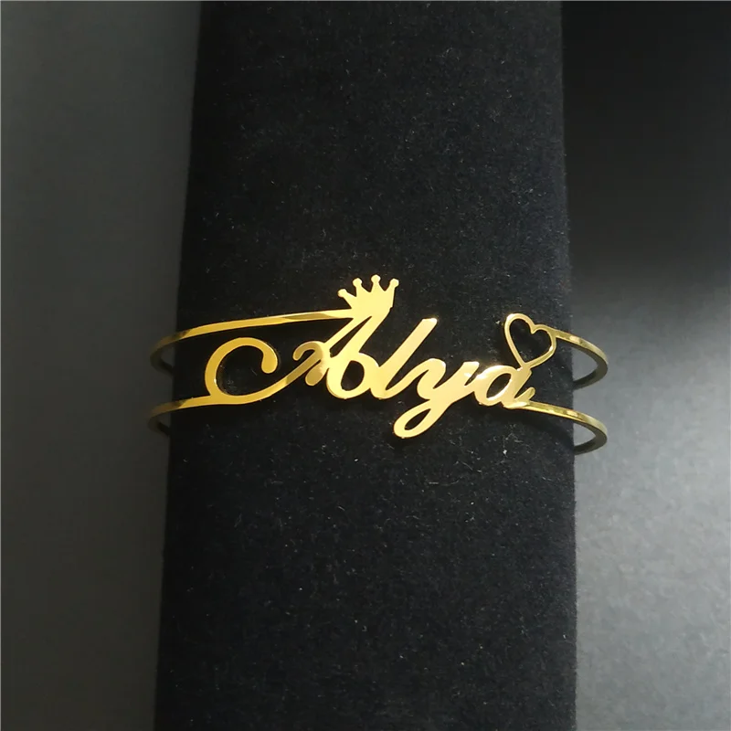 

Stainless Steel Personalized Designer Charms Pendants For Kid Size Name Open Bangle