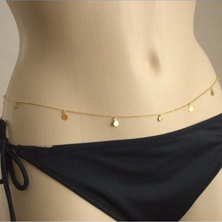 

Hot Europe And America Street Beat Body Chain Simple Fashion Charm Sexy Round Sequined Gold Waist Chain Waist Body Jewelry