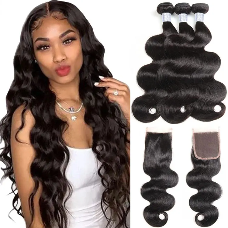 

Best quality bundle and closure set! Brazilian Packet Human Hair Bundles, 12A virgin raw human hair bundle