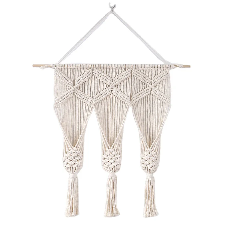 

YANLI Macrame handmade cotton rope plant hanger flower pots holder, Cream white