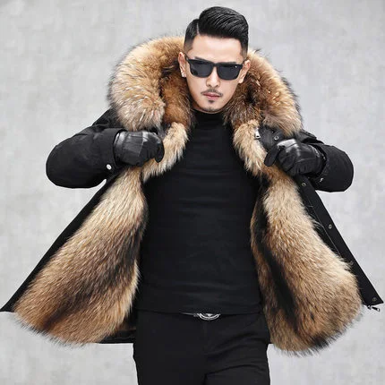 

New fashion Hot Sale Real Rex rabbit Fur lined Fur Hood Parka for Men, Black, army, navy, grey, camouflage