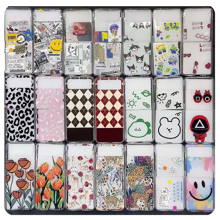 

Transparent Clear PC Cute Beautiful Cartoon Print Z Flip 3 Case Phone Case For Samsung Galaxy Z Flip 3 Back Cover