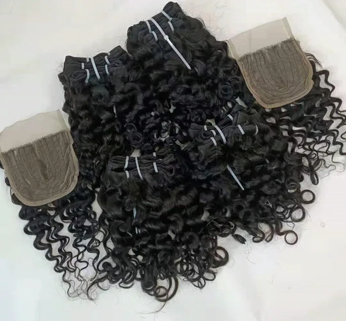 

LetsFly Brazilian Deep Hair Wave Bundles With Machine Made T Part Closure Indian Remy Human Hair Buy 5 Wig Net Free Gift