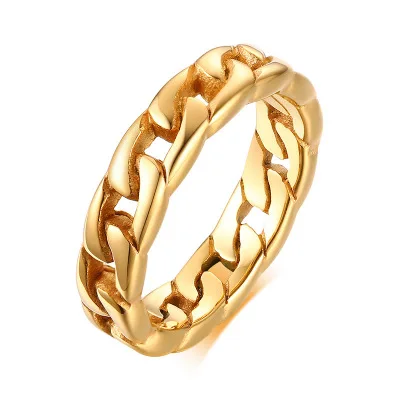

2020 Hot Selling Hip Hop Styles Stainless Steel Rings Chain Shape Finger Rings Jewelry