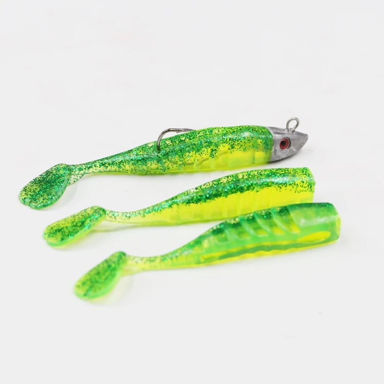 

Soft Lead Head Bait Fishing Lure Set with Hook 9cm 15g 11cm 26g Jig Soft Fishing Lure, Pink/white, green/yellow, green/white, gold/white, transparent yellow