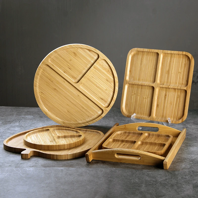 

Bamboo wooden tray with handle dinner serve tray Restaurant breakfast tray for hotel food Sushi plate suitable for party