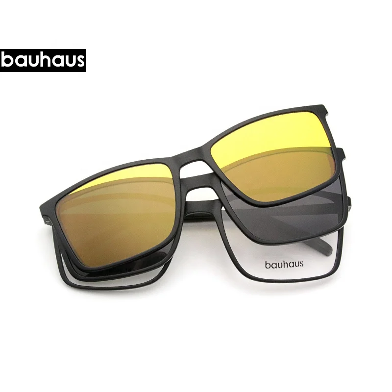 X3180 Bauhaus Wide Face Oversized Men Magnetic Clip on Sunglasses