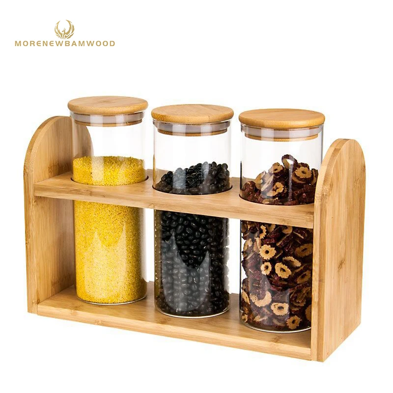 

Factory outlet dry food glass storage containers with bamboo cover.