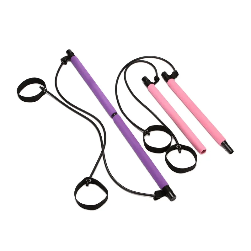 

Home gym exercise Portable Pilates Bar with resistance tube