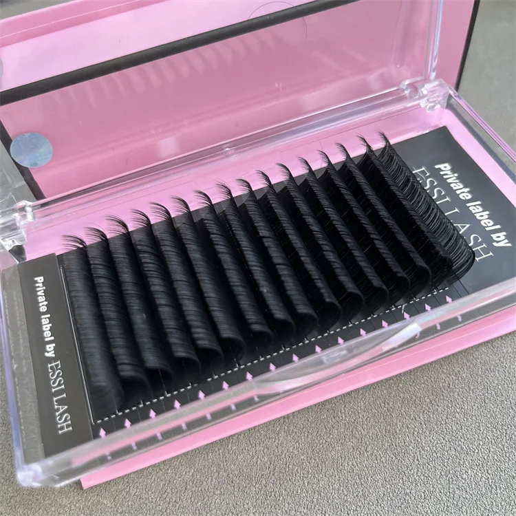 Cashmere Individual Russian Mega Volume Eyelash Extension Handmade Mink Silk Eyelash Trays OEM Customized with Black Matte Color