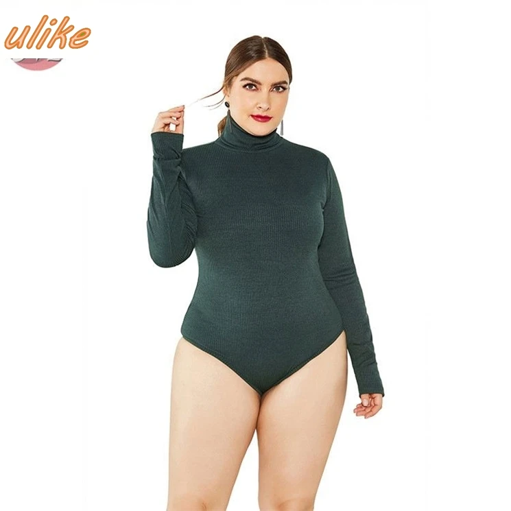 

wholesale fashion long sleeve turtle neck solid color slim underwear women plus size sweater bodysuit