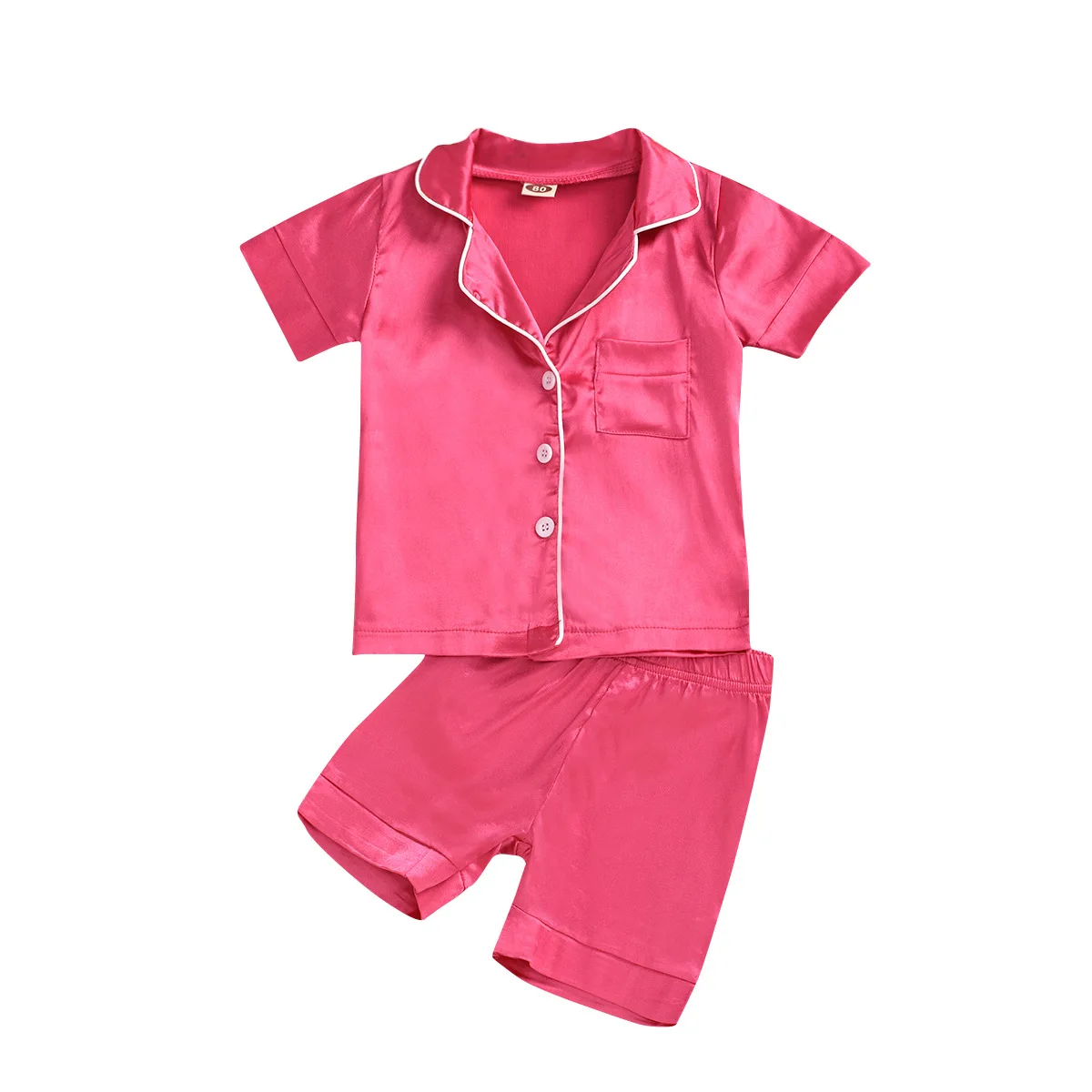 

Girls Satin Pajamas Silk Pajama Pyjamas Kids New Design Homefit Textile Sleepwear Set, As picture