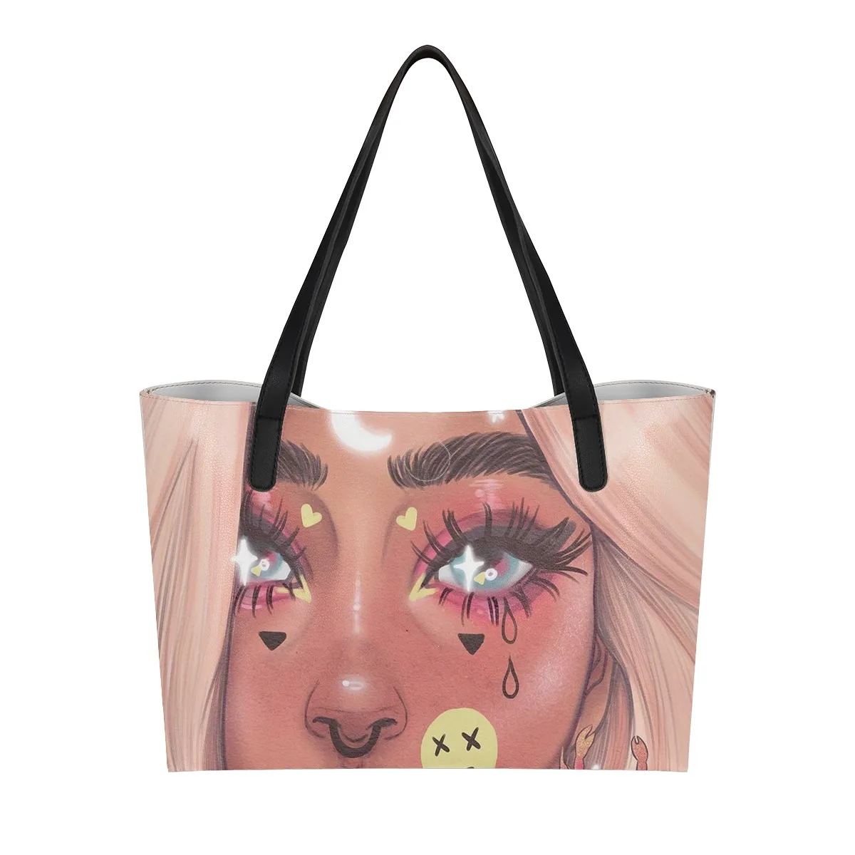 

Artist Printing Big Shopping Bags Shopping Custom Bag Hand Bag Purse High Quality Leather With Little Coin Purse, Customized color