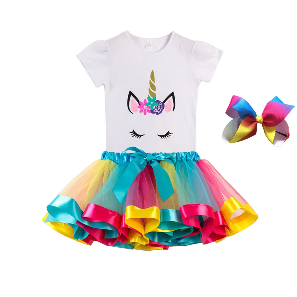 

Children Clothing Sets for Baby Girls Summer 2020 New Fashion Unicorn Tops Kid Clothes Girl Tees Princess Birthday Sets Clothes, Picture shows