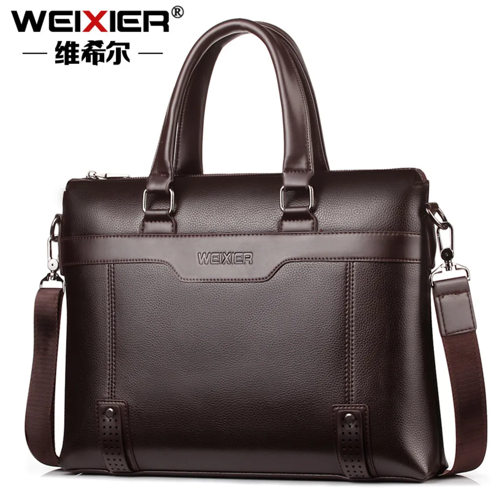 

WEIXIER new business handbag slant single shoulder men's bag PU material, Black and brown