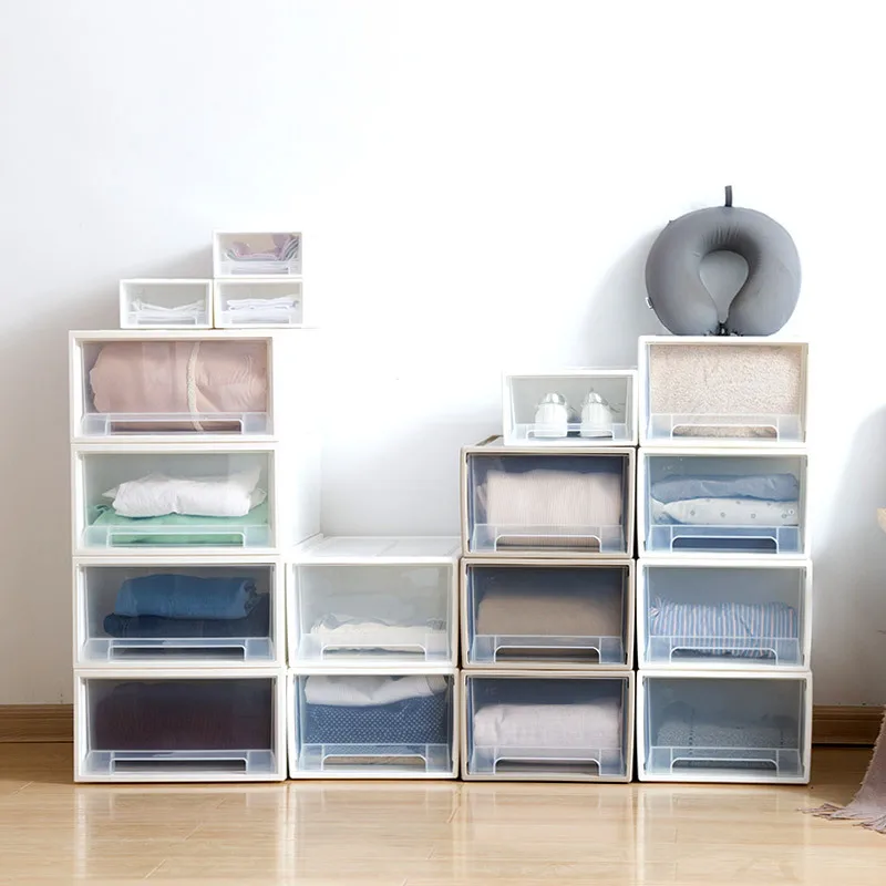 

Bed bottom can put plastic store content drawer box, save space plastic storage box