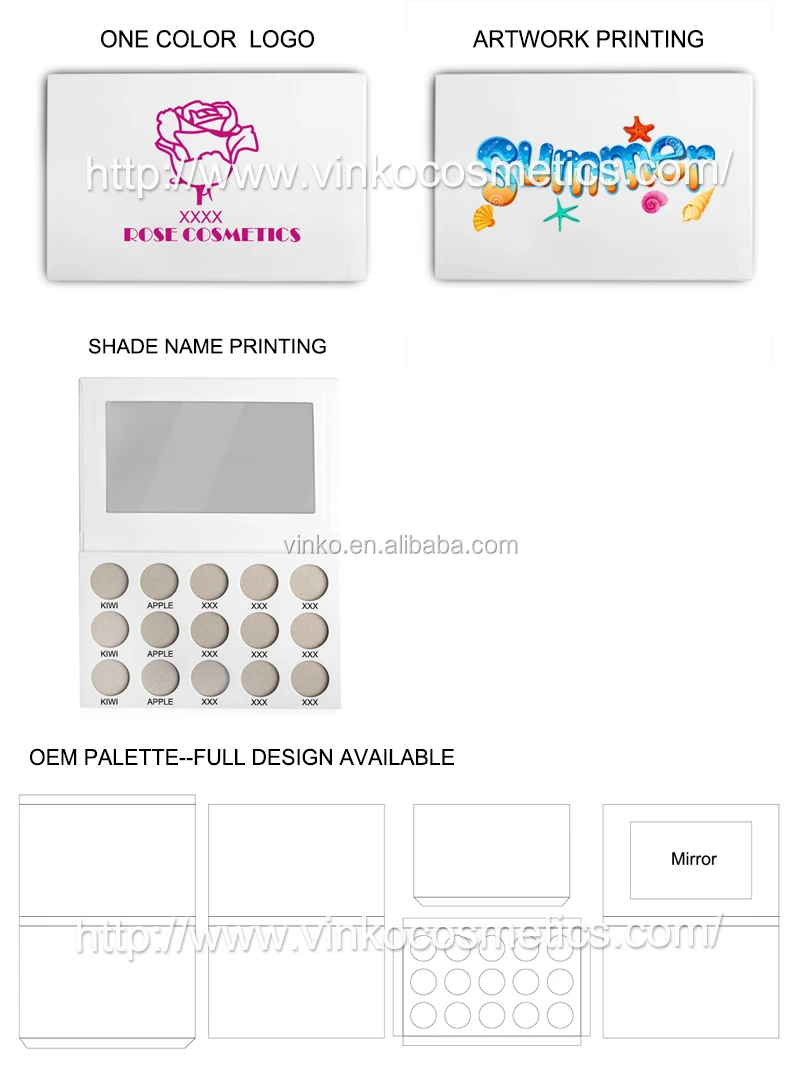 Custom Empty Eyeshadow Palette No logo Cardboard Eyeshadow Palette Packaging