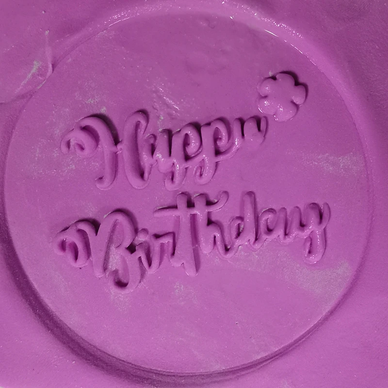 

Happy Birthday Fondant Embosser or Cookie Stamp, Mother's day father's day Embossing Stamp, Purple