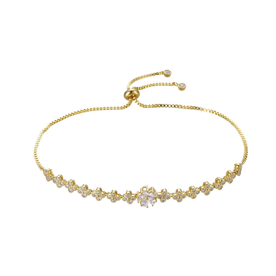 

75334 xuping fashion glass shape dubai gold color choker adjustable hand bracelet for women