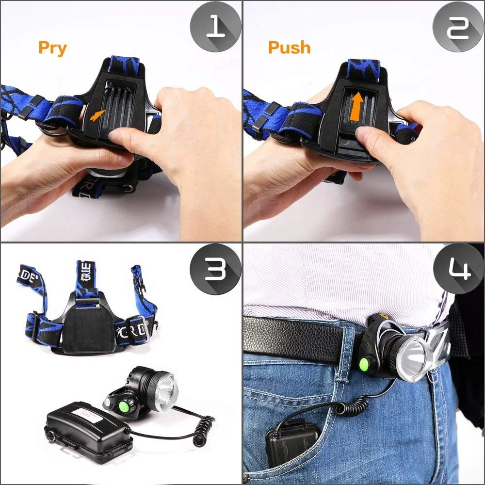 
Adjustable XML T6 Waterproof Head Light Torch Rechargeable LED Headlamp 