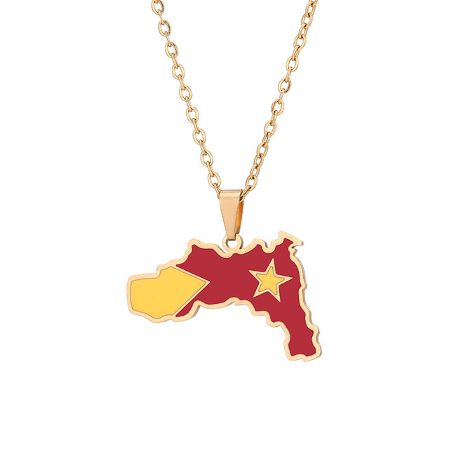 

Stainless steel ethiopian tigray pendant necklace ethiopian map necklace