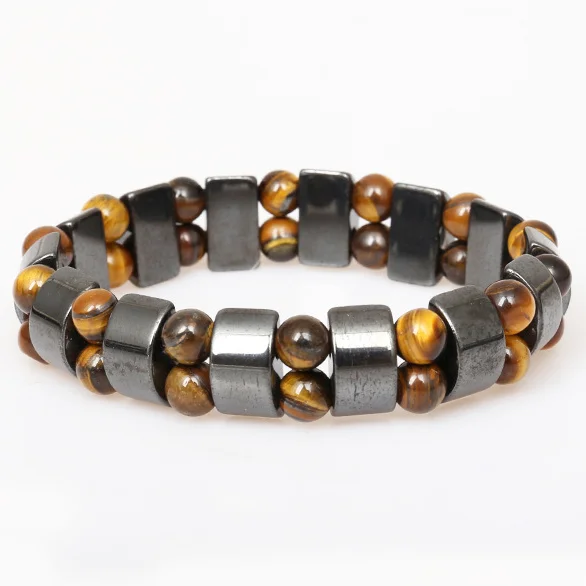 

Men's Double Layers Black Gallstone Beaded Bracelet Healing Energy Tiger Eye Stone Bracelet Natural Stone Beads Bracelets