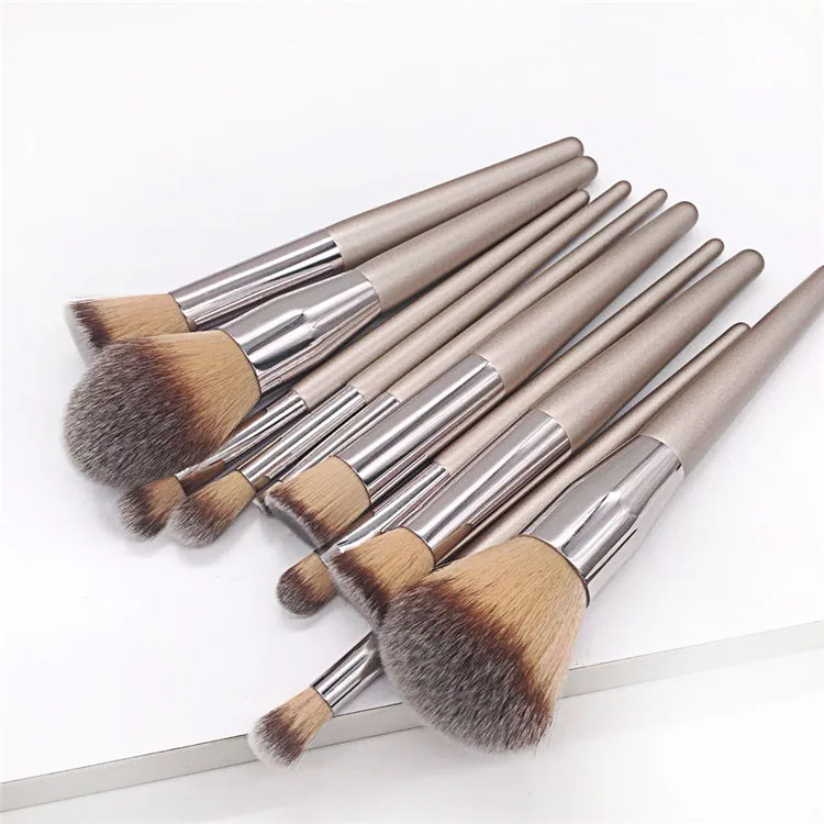 

10pcs Professional Face Powder Foundation Eyebrow Eyeshadow Facial Cleansing Brush Makeup Brush Set Make Up Bag