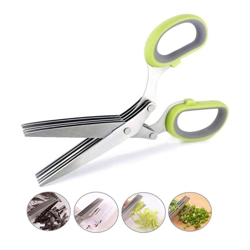 

Vegetables Cutting Multipurpose Herb Professional 5 Blades 6 In 1 Stainless Steel Kitchen Herb Scissors