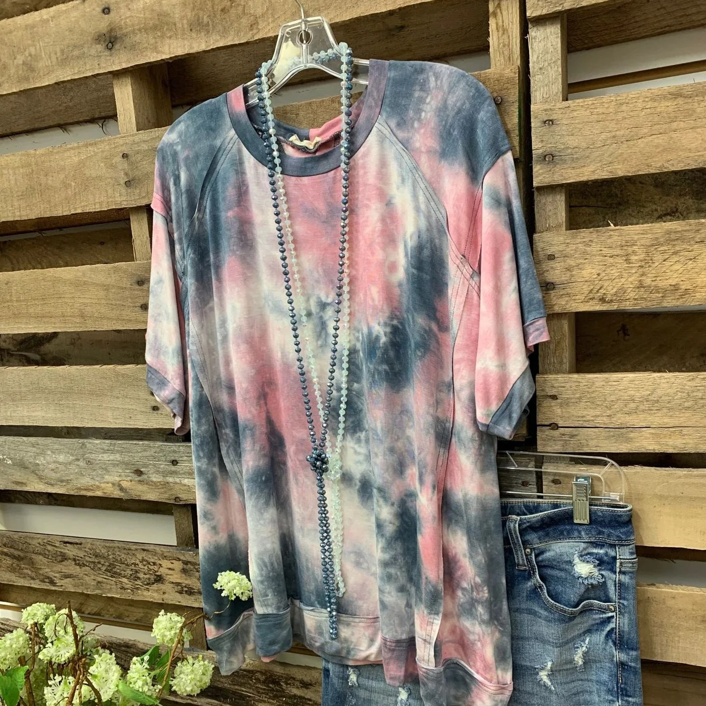 

Popular Tie Dye Loose T Shirt,Printed Short Sleeve Causal Woman Top, Picture