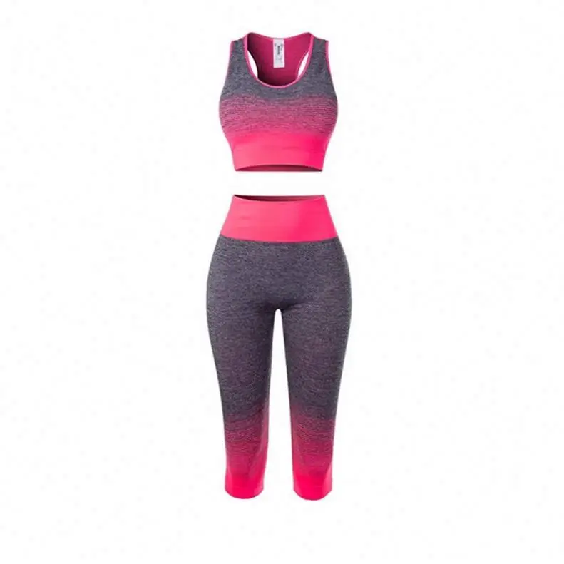 

2020 new arrival hot product Women's seamless ombre 2 pieces sports clothes fitness yoga wear suit