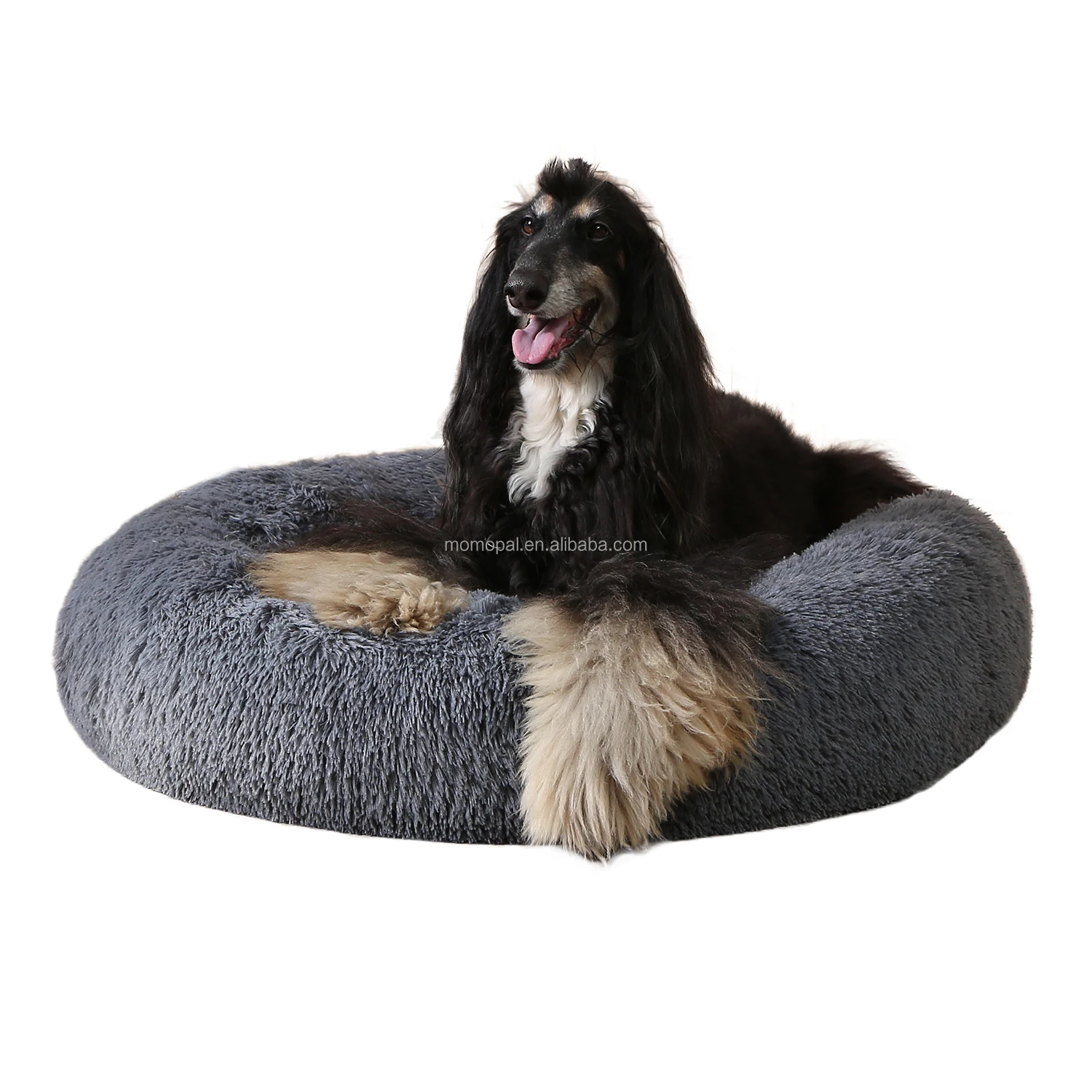 

Comfortable Donut round dog bed Long Faux Fur Fabric Cat Bed super soft washable pet cushion, Dark grey/light grey/coffee/dark red/