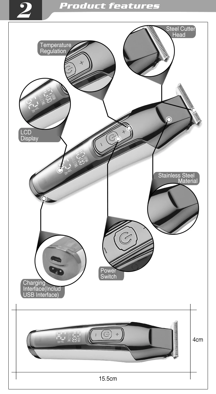Kemei-5027  Electric Hair Trimmer Clipper Rechargeable Shaver Razor Cordless Adjustable Clipper motor hair clipper Wholesale