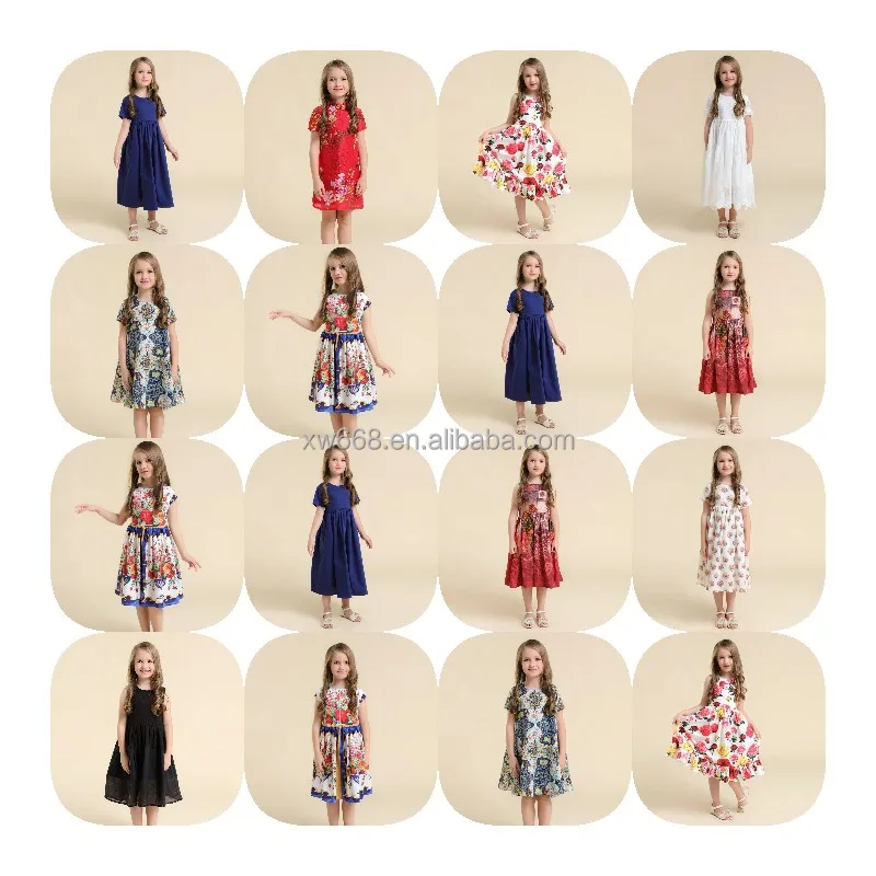 

2022High Quality wholesale Summer kids flower fashion vintage 100%cotton floral children baby girls dress