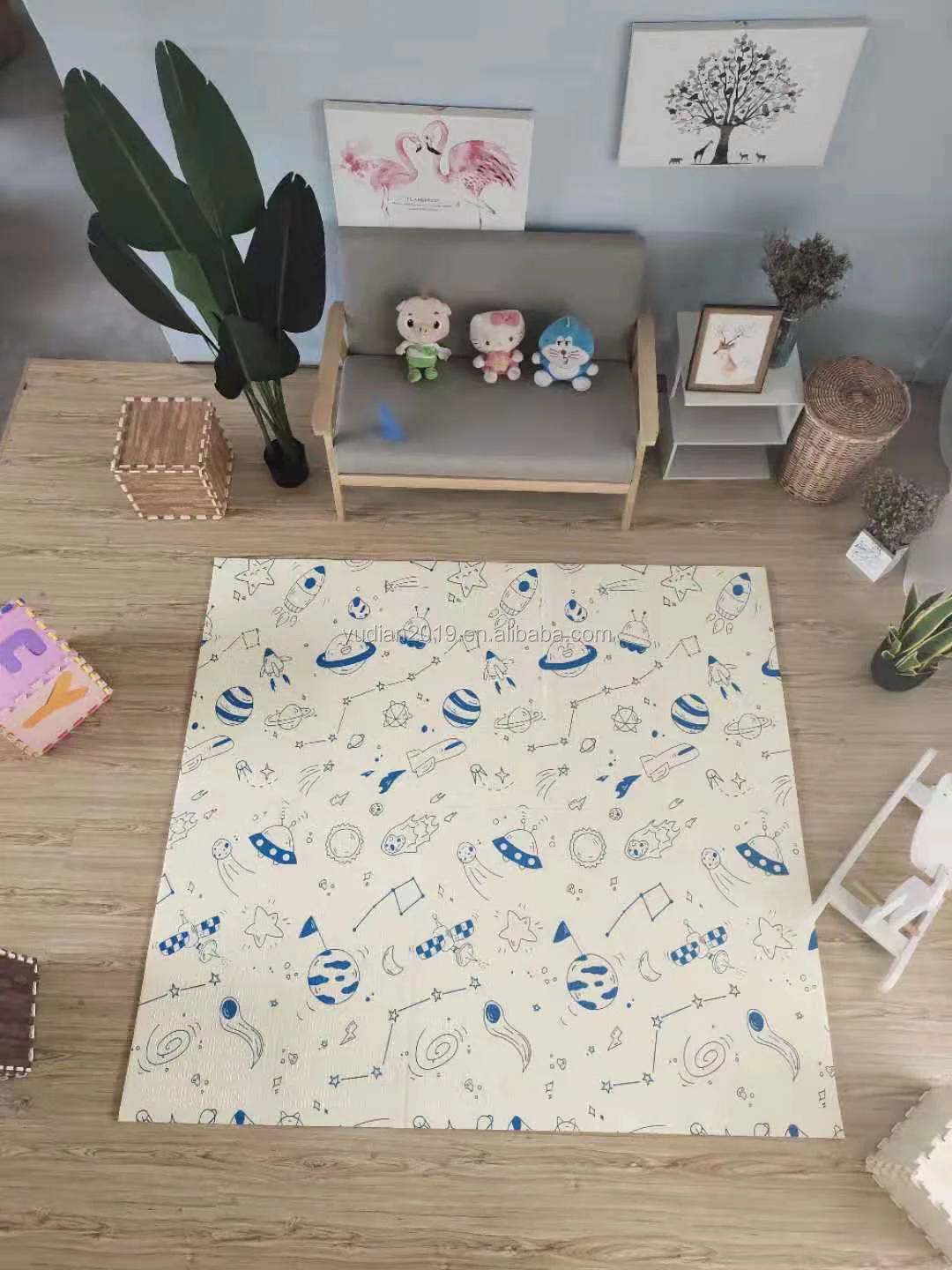 200*180cm Foldable Cartoon Baby Play Mat Xpe Puzzle Children's Mat Baby Climbing Pad Kids Rug