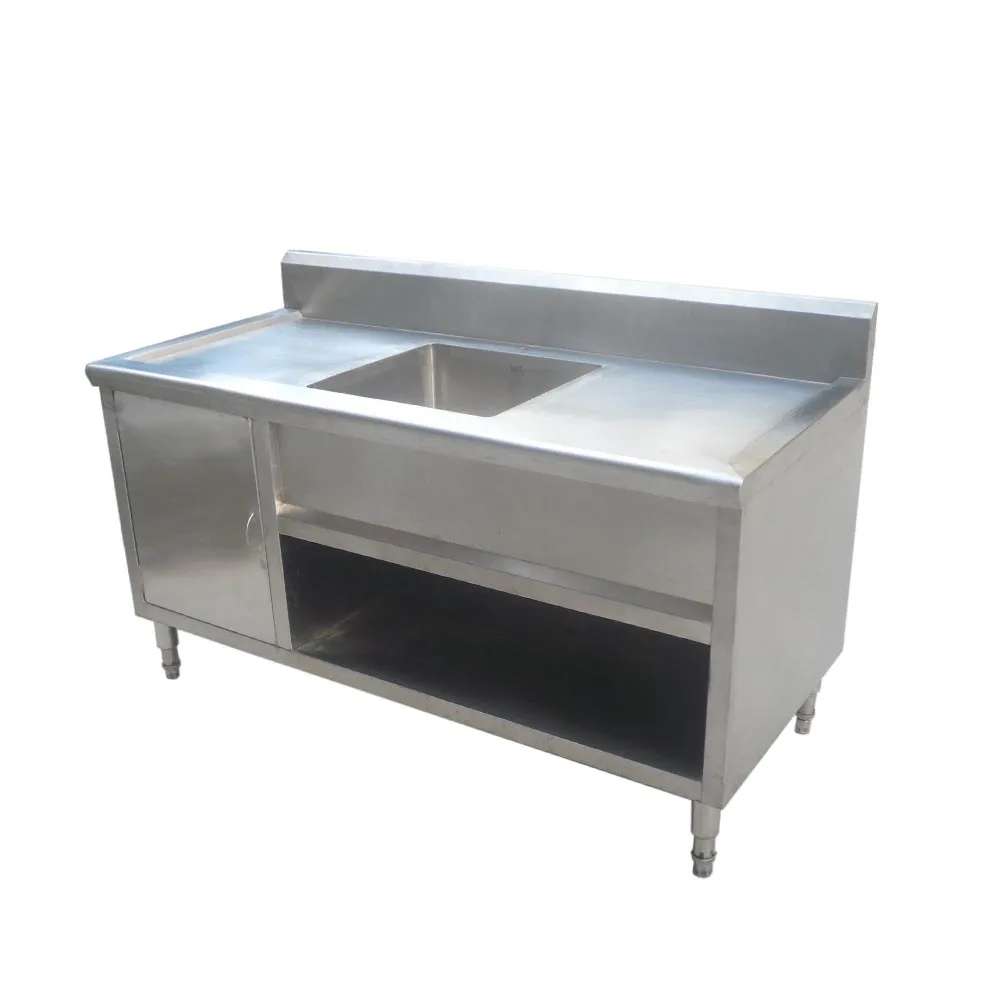 Custom Size Square Stainless Steel Work Table With Double Sink With