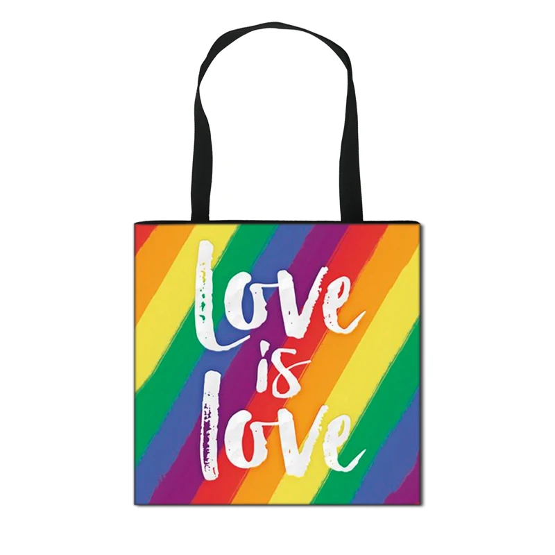 

lgbt pride Love Wins Handbags lesbian Gay Casual Tote Bags love is love o-neck Large-Capacity Shopping Bags Portable Storage Bag, Black