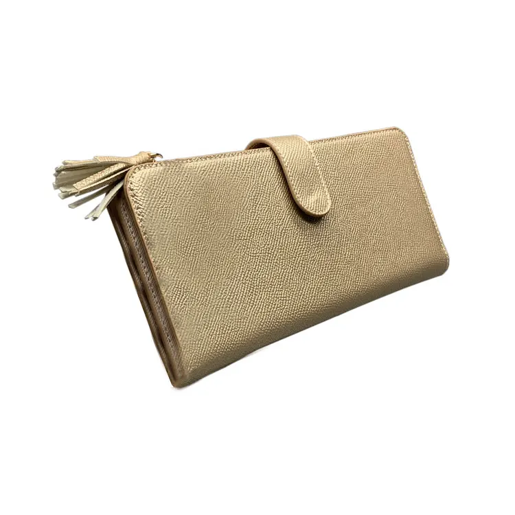 

Wholesale fashion long clutch latest design ladies purse female RFID blocking PU leather wallet women, Golden