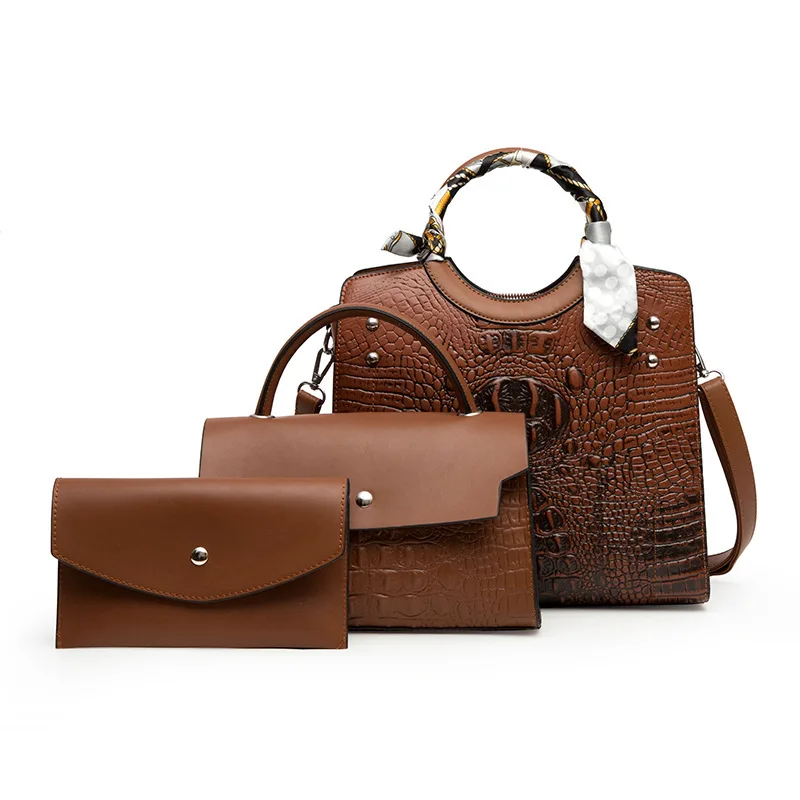 

Retro High Quality Composite Bag Ladies Tote Leather Purse Handbag Women Set Bag Ladies Handbag Bag Set, Red,khaki,black,green,.brown