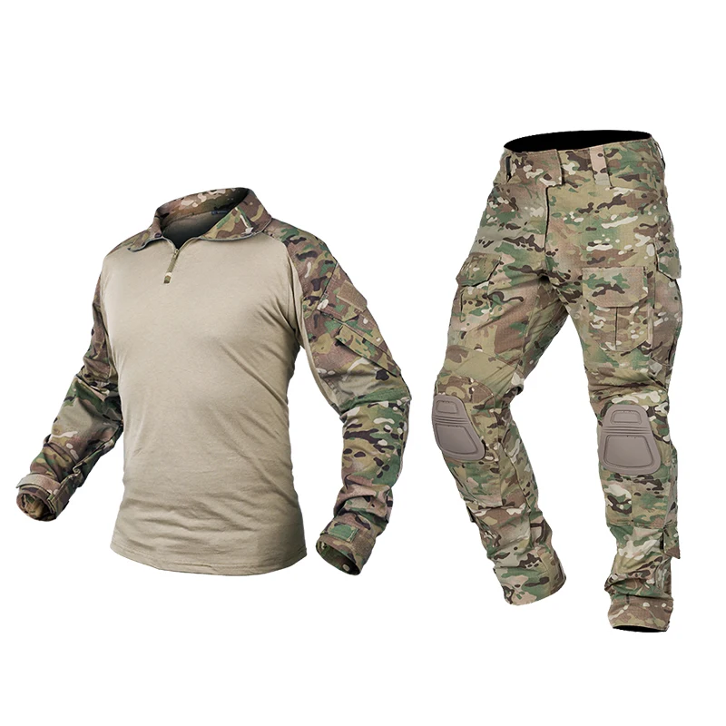 

IDOGEAR Men G3 Assault Camo Custom G3 Camouflage Tactical Clothing Shirt Pants Uniform TacticalUniform with Knee Pads
