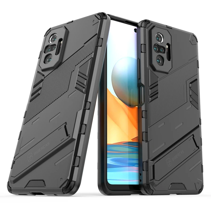 

Military Style Metal Kickstand Back Cover Accessories Phone Case For Xiaomi Redmi Note 10 Pro Max Note 10 4G