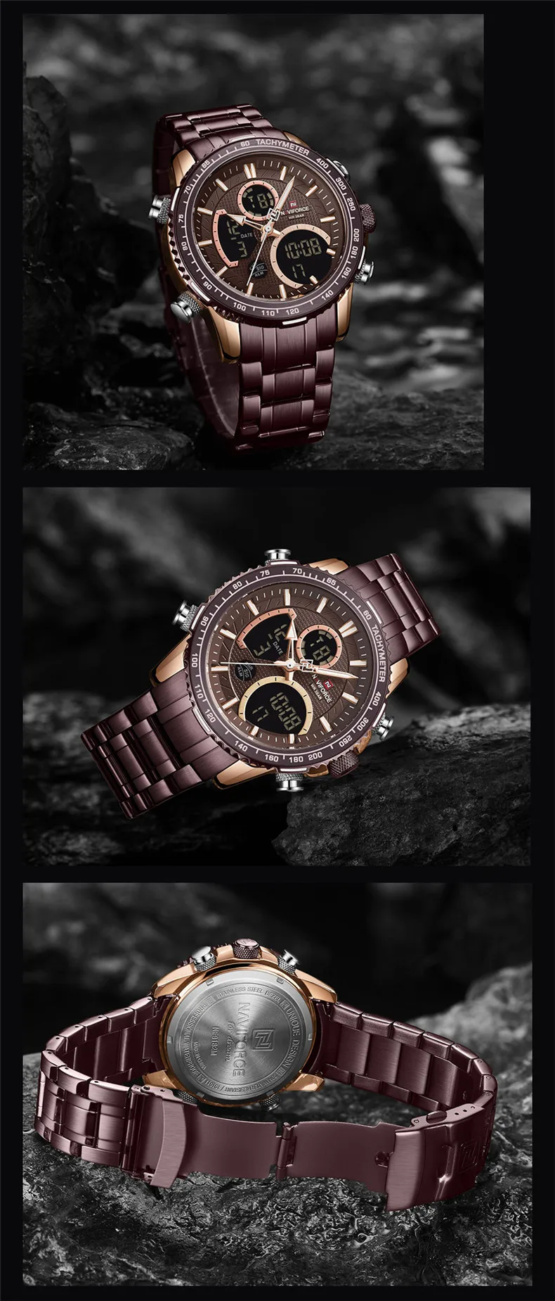 NAVIFORCE 9182 Watch for Men Luxury Brand LED Digital Wristwatch Sport Quartz Male Waterproof Luminous Clock Relogio Masculino