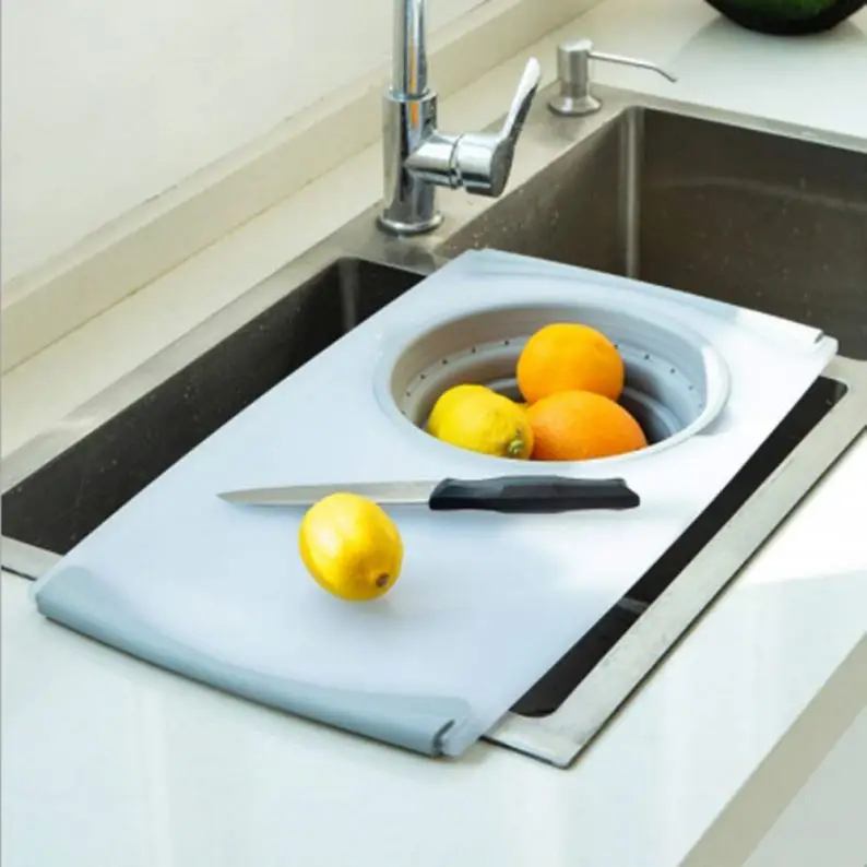 

Best price wholesale high quality multi-function Cutting Board Drain Folding Sink Basket, Custom